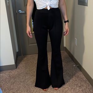 Boohoo Black Flared Stretchy Dress Pants